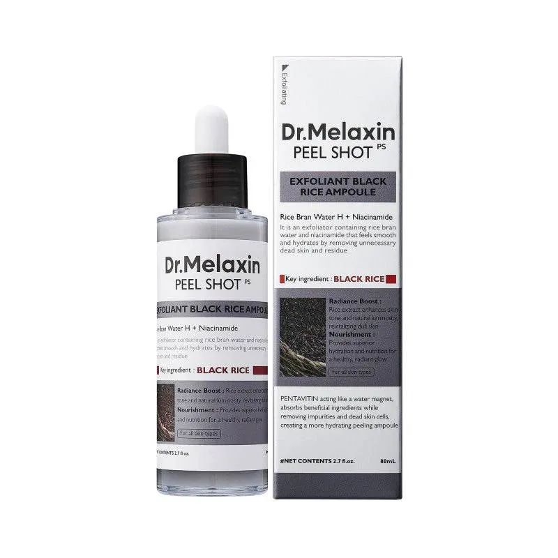 سرم  پیل‌شات برنج سیاه دکتر ملاکسین اصل Dr.Melaxin | روشن‌کننده، لایه‌بردار و کنترل منافذ حجم 80 میل