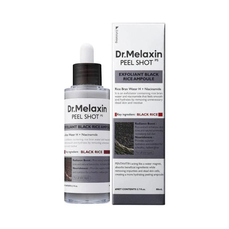 سرم پیلشات برنج سیاه دکتر ملاکسین اصل Dr.Melaxin | روشنکننده، لایهبردار و کنترل منافذ حجم 80 میل