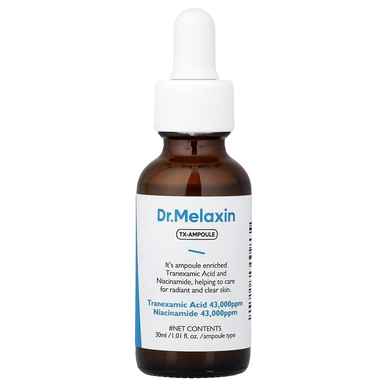 سرم ترانگزامیک اسید نیاسینامید دکتر ملاکسین اصل Dr. Melaxin TX Ampoule ضدلک و روشن‌کننده حجم 30 میل