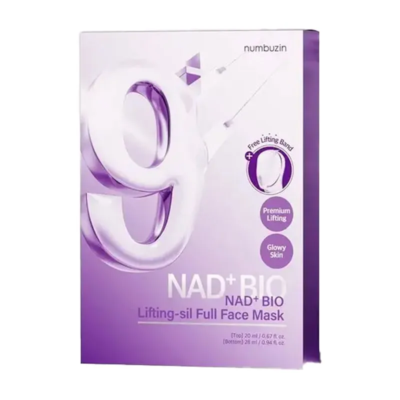 پک 4 تایی ماسک ورقه ای ضد چروک و جوان کننده بایو لیفتینگ +9 نامبوزین اصل NAD+ BIO Numbuzin حجم 20 میل