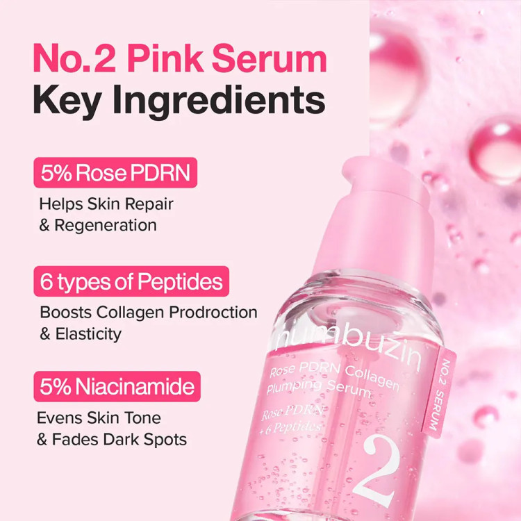 سرم ضدحساسیت و حجیم کننده پوست نامبوزین مدل Rose PDRN Collagen 2 حجم 30 میل