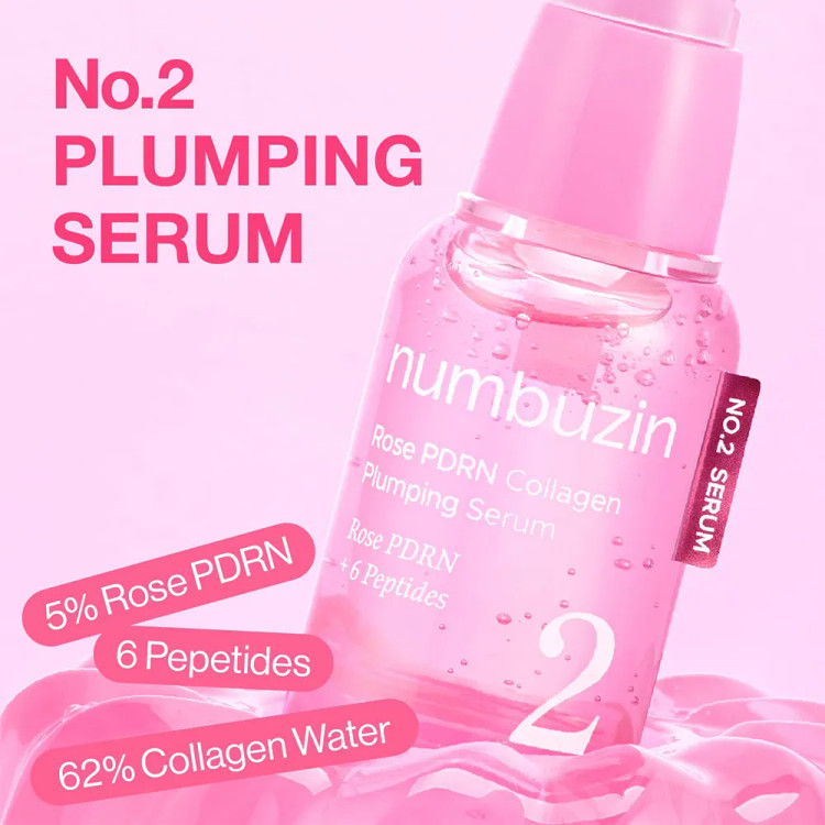 سرم ضدحساسیت و حجیم کننده پوست نامبوزین مدل Rose PDRN Collagen 2 حجم 30 میل