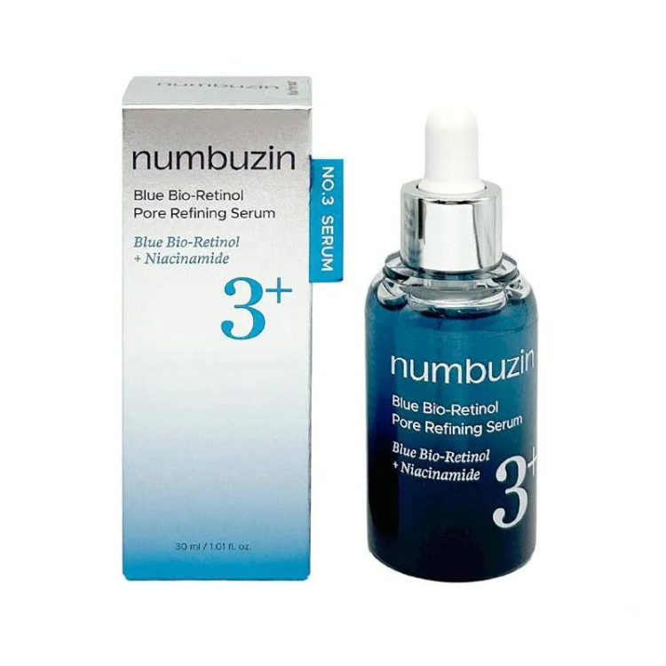 سرم رتینول شماره 3 نامبوزین اصل Numbuzin Blue Bio Retinol | پاکسازی عمیق و کوچک کننده منافذ باز حجم 30 میل