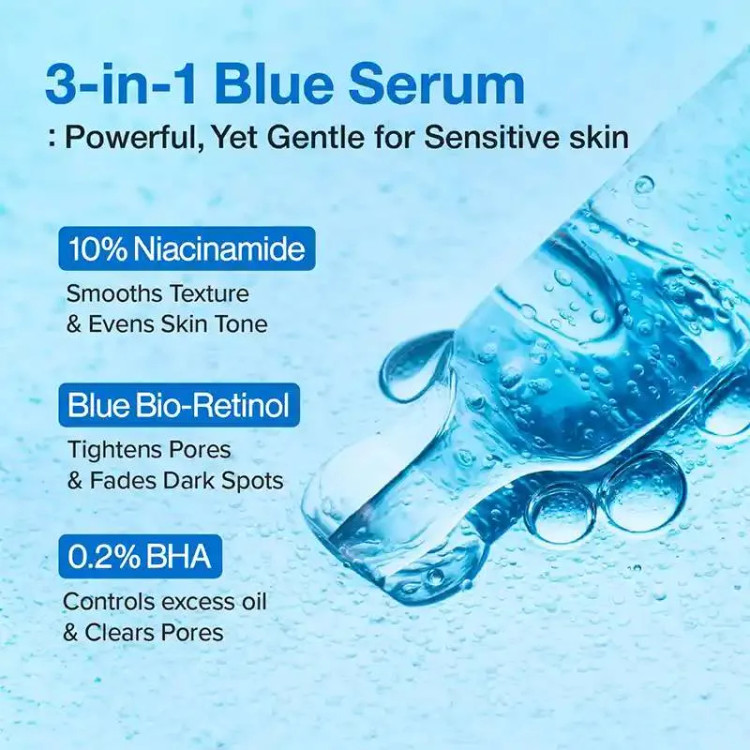 سرم رتینول شماره 3 نامبوزین اصل Numbuzin Blue Bio Retinol | پاکسازی عمیق و کوچک کننده منافذ باز حجم 30 میل