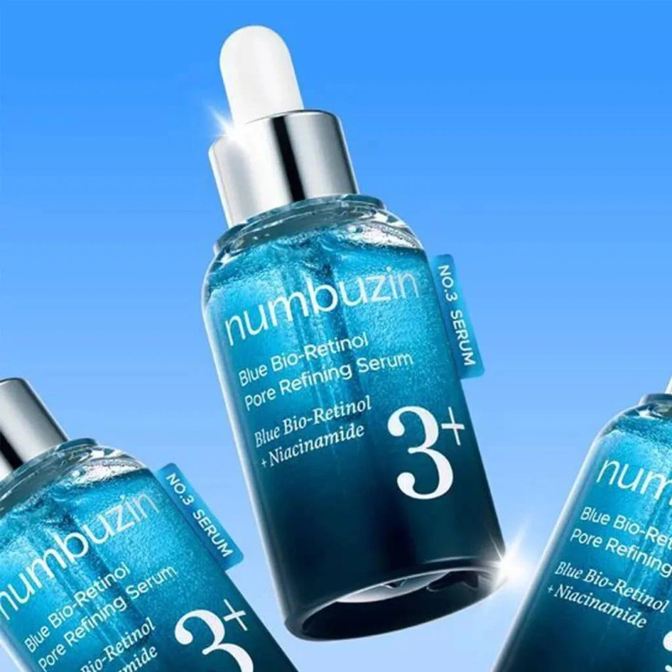 سرم رتینول شماره 3 نامبوزین اصل Numbuzin Blue Bio Retinol | پاکسازی عمیق و کوچک کننده منافذ باز حجم 30 میل