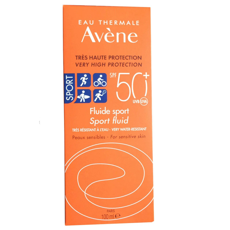 کرم ضد آفتاب بی رنگ مدل فلوئید اسپرت اون اصل AVENE با +SPF50 مناسب انواع پوست حجم 100 میل