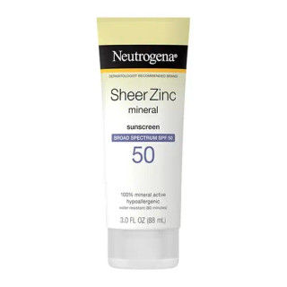 ضد آفتاب فیزیکی زینک اکساید نوتروژینا اصل Neutrogena مدل SPF 50 Sheer Zinc Mineral حجم 88 میل