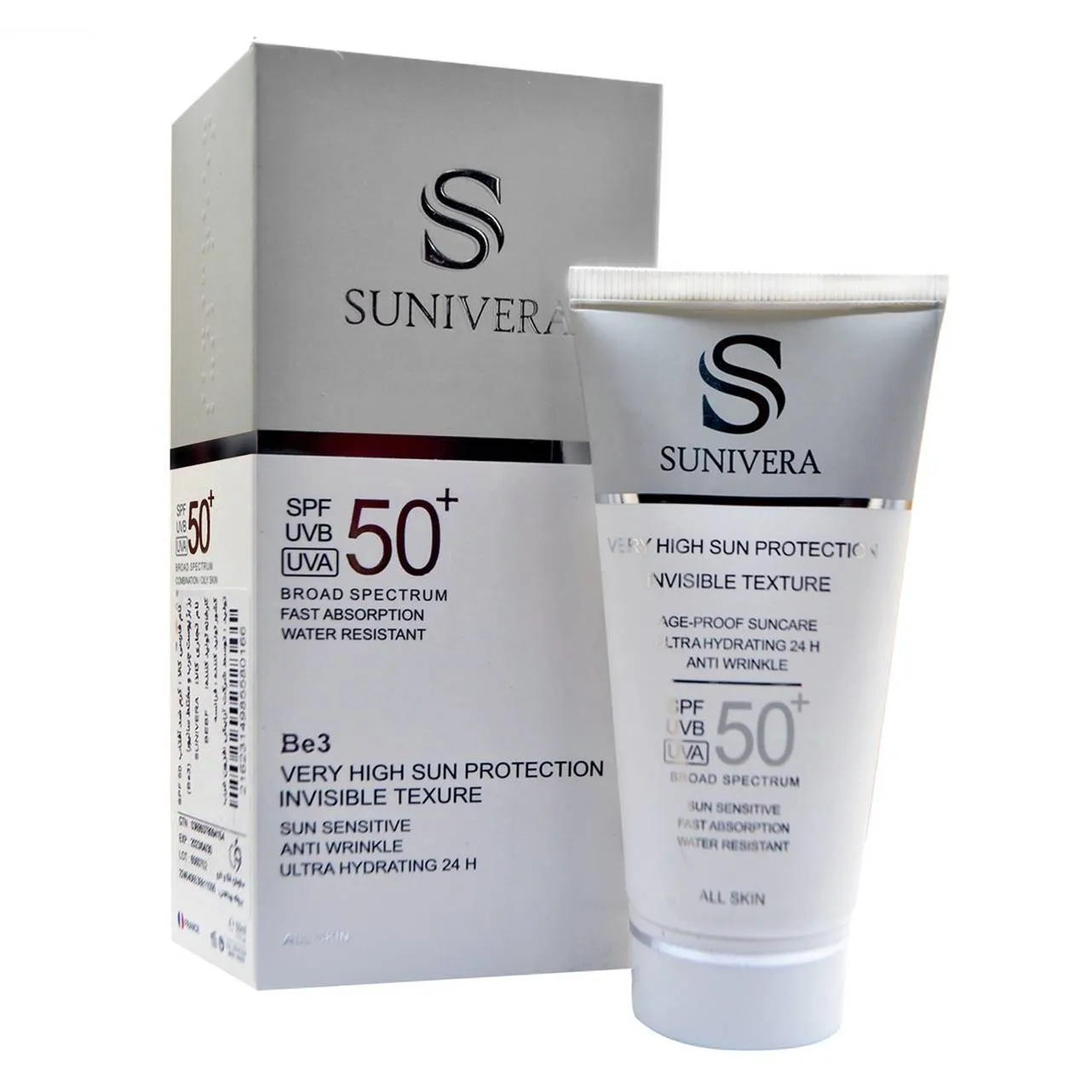 ضد آفتاب بی رنگ سانیورا اصل +Sunivera SPF50 ضد آب حجم 40 میل