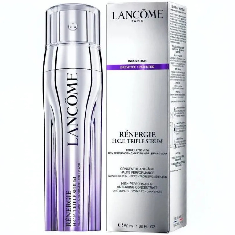 سرم سه گانه ضد چروک، ضد لک و سفت کننده صورت لانکوم اصل Lancome مدل Renergie HCF حجم 50 میل