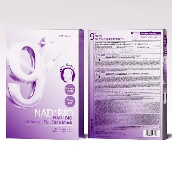 ماسک ورقه ای تک ضد چروک و جوان کننده بایو لیفتینگ +9 نامبوزین اصل NAD+ BIO Numbuzin حجم 20 میل