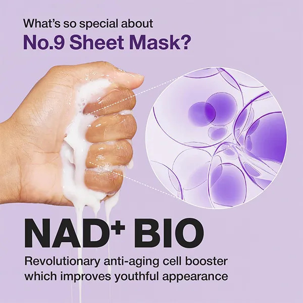 ماسک ورقه ای تک ضد چروک و جوان کننده بایو لیفتینگ +9 نامبوزین اصل NAD+ BIO Numbuzin حجم 20 میل