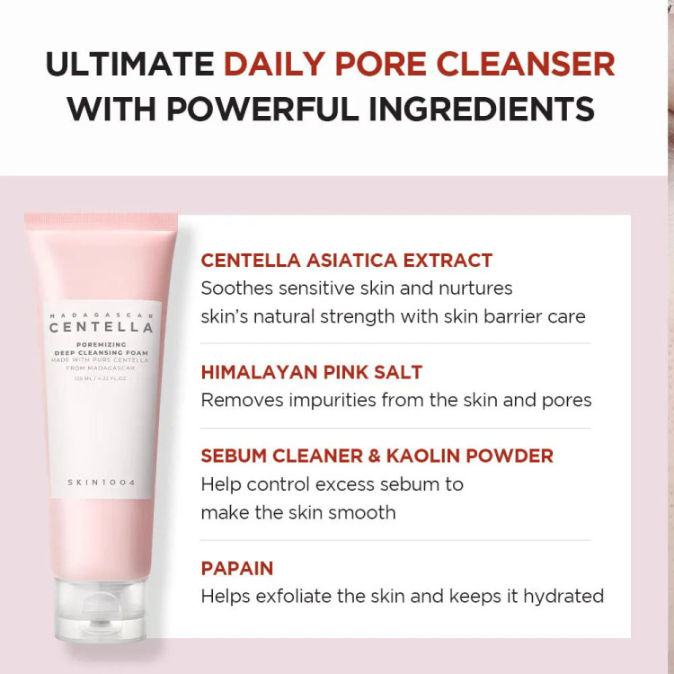 شوینده پوست چرب سنتلا اسکین 1004 اصل Centella پاکسازی عمیق منافذ، لایه بردار ملایم و تسکین دهنده حجم 125 میل