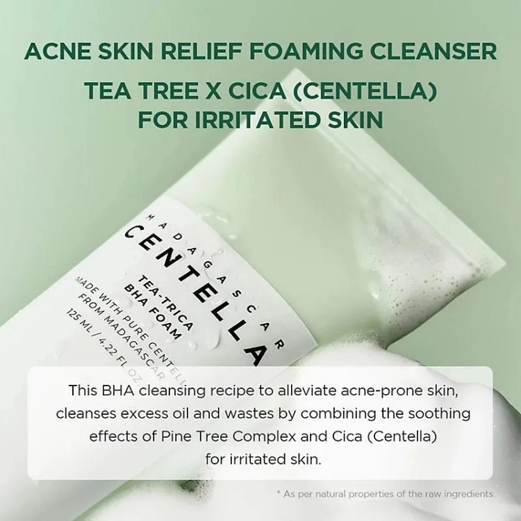 شوینده سالیسیلیک اسید سنتلا اسکین 1004 اصل Centella مدل BH Tea-Trica کنترل جوش و آکنه پوست حجم 125 میل