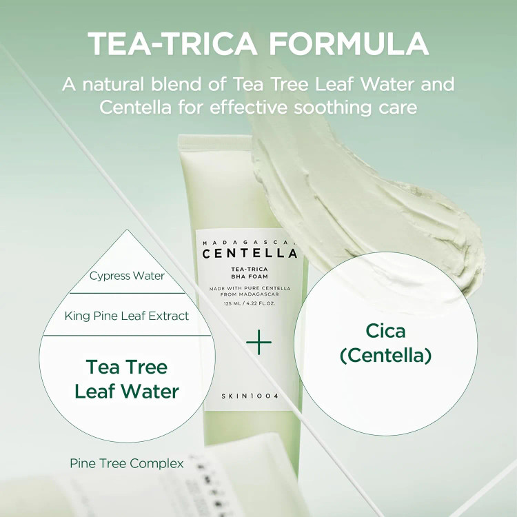 شوینده سالیسیلیک اسید سنتلا اسکین 1004 اصل Centella مدل BH Tea-Trica کنترل جوش و آکنه پوست حجم 125 میل