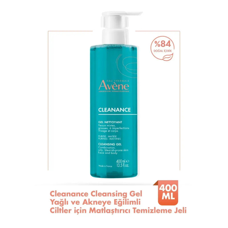 ژل شستشو صورت و بدن کلیننس اون اصل Avene مناسب پوست چرب حجم 400 میل