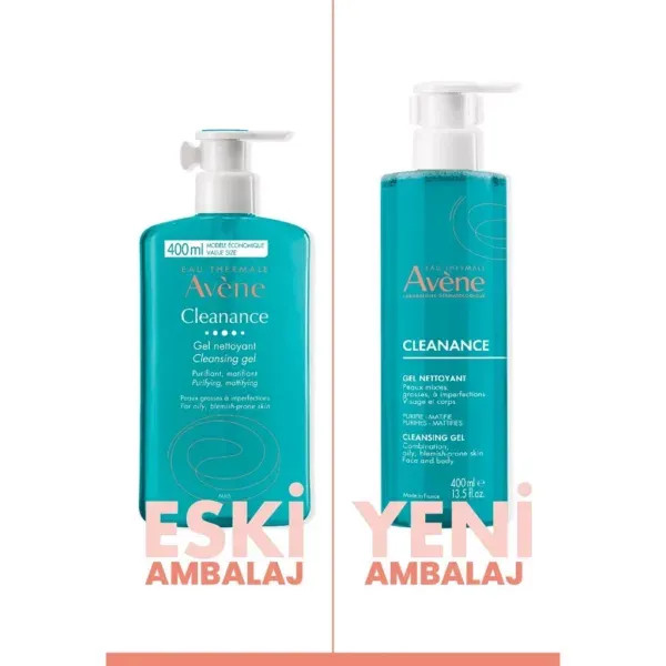 ژل شستشو صورت و بدن کلیننس اون اصل Avene مناسب پوست چرب حجم 400 میل