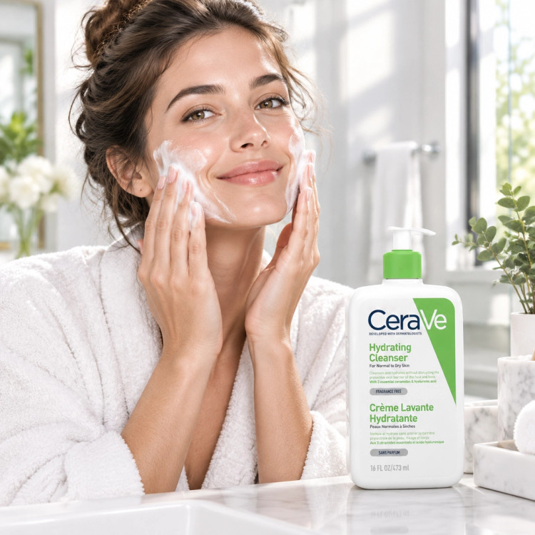 ژل شستشو صورت سراوی اصل Cerave مناسب پوست نرمال تا خشک حجم 473 میلی لیتر