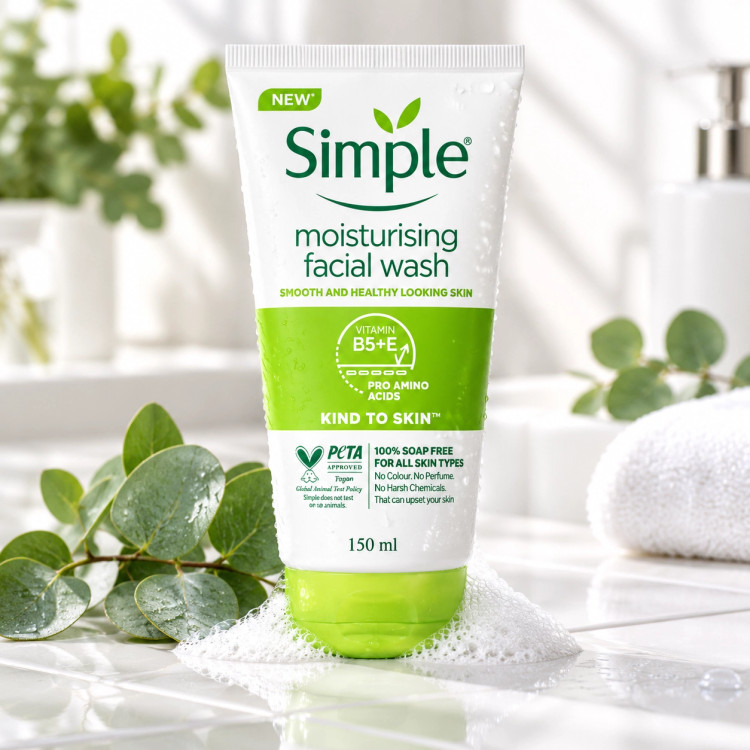 ژل شستشوی پوست خشک و حساس سیمپل مدل moisturising حجم 150 میل