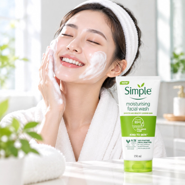 ژل شستشوی پوست خشک و حساس سیمپل مدل moisturising حجم 150 میل