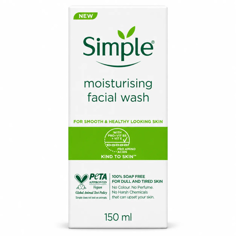 ژل شستشوی پوست خشک و حساس سیمپل مدل moisturising حجم 150 میل