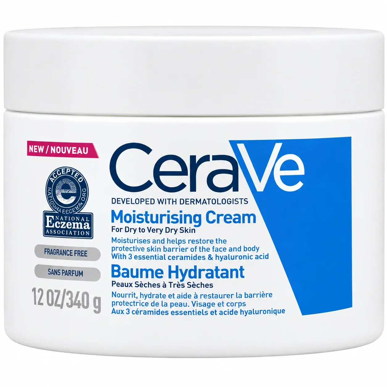 کرم مرطوب‌کننده و آبرسان قوی سراوی اصل مدل CeraVe Moisturising مناسب پوست خشک،حساس و مستعد اگزما حجم ۳۴۰ گرم