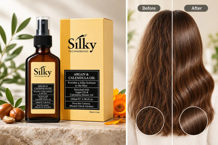 روغن و سرم مو آرگان و کالاندولا سیلکی اصل ایتالیا Silky حجم 100 میل