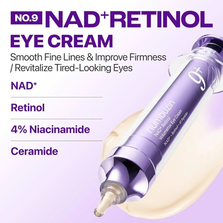 کرم دور چشم لیفتینگ شماره ۹ نامبوزین اصل حاوی NAD+ و رتینول حجم 10 میل