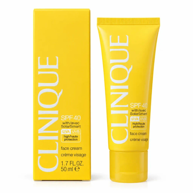کرم ضدآفتاب و جوانساز صورت کلینیک اصل SPF40 بی رنگ حجم 50 میل